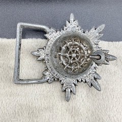 Vintage Flower Belt Buckle Atomic Silver Tone Signed Levy Bros