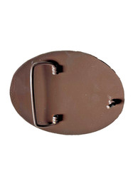 Western Belt Buckle 4.25 x 3.25 in Handcrafted Oval Engraved Brown Gold 2.25