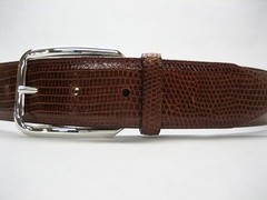 Sterling silver 925 Jackson buckle 30 grams w/Genuine Lizard-1-3/8&Prime; belt U.S.A.