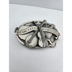 Vintage 80s Pewter Music City USA Nashville Made by Siskiyou Buckle Co. Inc 1984