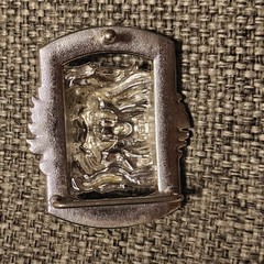 Lion Head Belt Buckle Rhinestone Blue Eyes Silver Tone Bling Western Biker Style