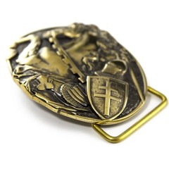 Belt buckle Fighting Knight, Medieval military solid brass belt buckle