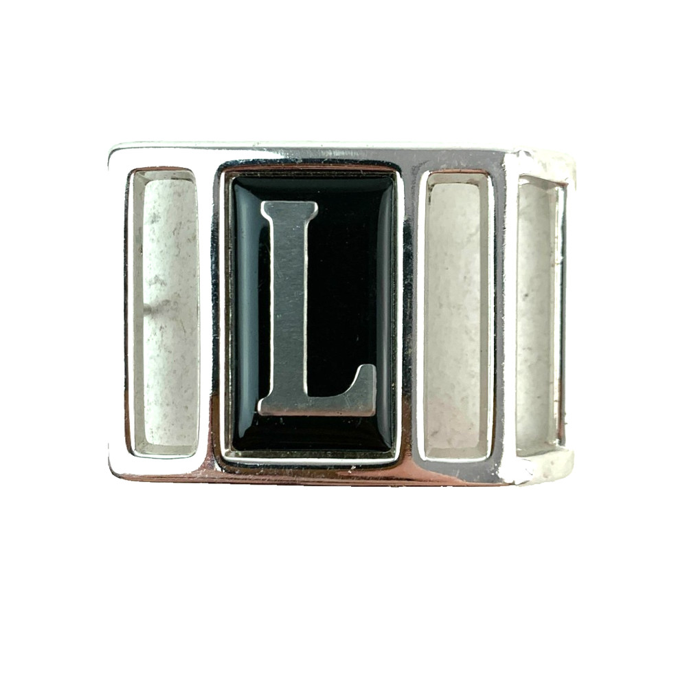 Vintage Avon Personalied Letter L Black Silver Womens Metal Belt Buckle