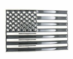 USA U.S. American Flag Patriotic Black/Silver Metal Belt Buckle