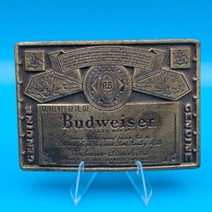 Budweiser Lager Beer Belt Buckle Odeco Inc Anheuser-Busch Brass Label Design