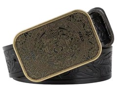 New gold Aztec Mayan calendar medallion mens or women&rsquo;s belt buckle