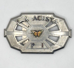 VINTAGE HOOK-FAST PERSONALIZED  »A A ACOSTA P I » BUTTERFLY BELT BUCKLE