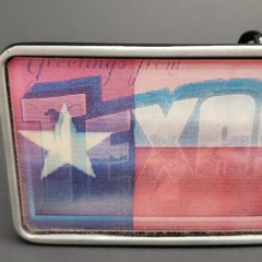 Texas Belt Buckle Holographic Souvenir Flag Horses Longhorn Fathers Day Gift EUC