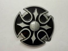 Maltese Celtic Iron Cross Religious Black Enamel Cutout Gothic Punk Belt Buckle