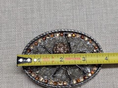 vintage BLACK WIDOW belt buckle RHINESTONE spider STUDDED western GLAM statement