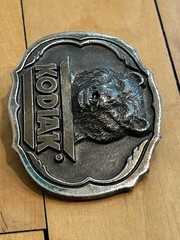 Vintage Great American Buckle Kodiak Smokeless Tobacco Bear Belt Buckle