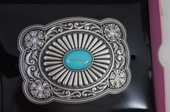 Nocona Western BLAZIN ROXX SILVER PLATED TURQUOISE STONE Belt BUCKLE 37974