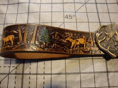 Vintage 1977 Bergamot Belt and Buckle Brass Deer Buck Doe Antlers Western