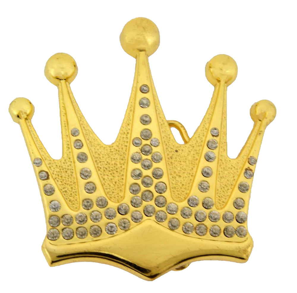 Crown Belt Buckle New Men Women Bling Iced Gold Metal Rhinestone Cowgirl Cowboy
