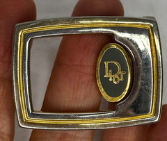 Vintage Christian Dior Belt Buckle silver Gold Tones Metal