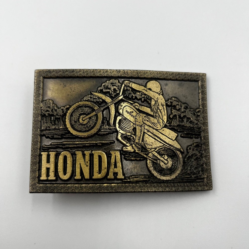 VINTAGE HONDA BELT Buckle Solid Brass Motorcycle Buckle Dirt Biker Motorcross