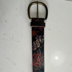 Cool Ed Hardy Belt Size L 41 Inch Long 2 In Wide Sudded Leather