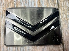 Two Stacked Chevron Shapes? Black Enamel Stripes G Letter Belt Buckle