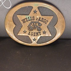2Wells Fargo & Co Vintage Brass Western Belt Buckles 73 And77, 125th Anniversary