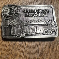 Missing Pin AMERICA&rsquo;S BRAVEST FIRETRUCK LADDER TRUCK Lot of 2 BELTBUCKLE B29