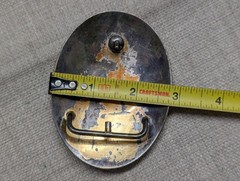 vintage CRUMRINE belt buckle « B » heavy silver plate BRONZE sterling WESTERN