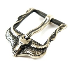 German silver belt buckle American Buffalo Skull, pin type, Bison skull buckle