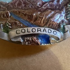 vintage COLORADO belt buckle MOUNTAINS western HEAVY PEWTER nature cowboy