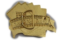 Men Women Bling Big Gold Metal Belt Buckle Royal Flush Cards Las Vegas Casino