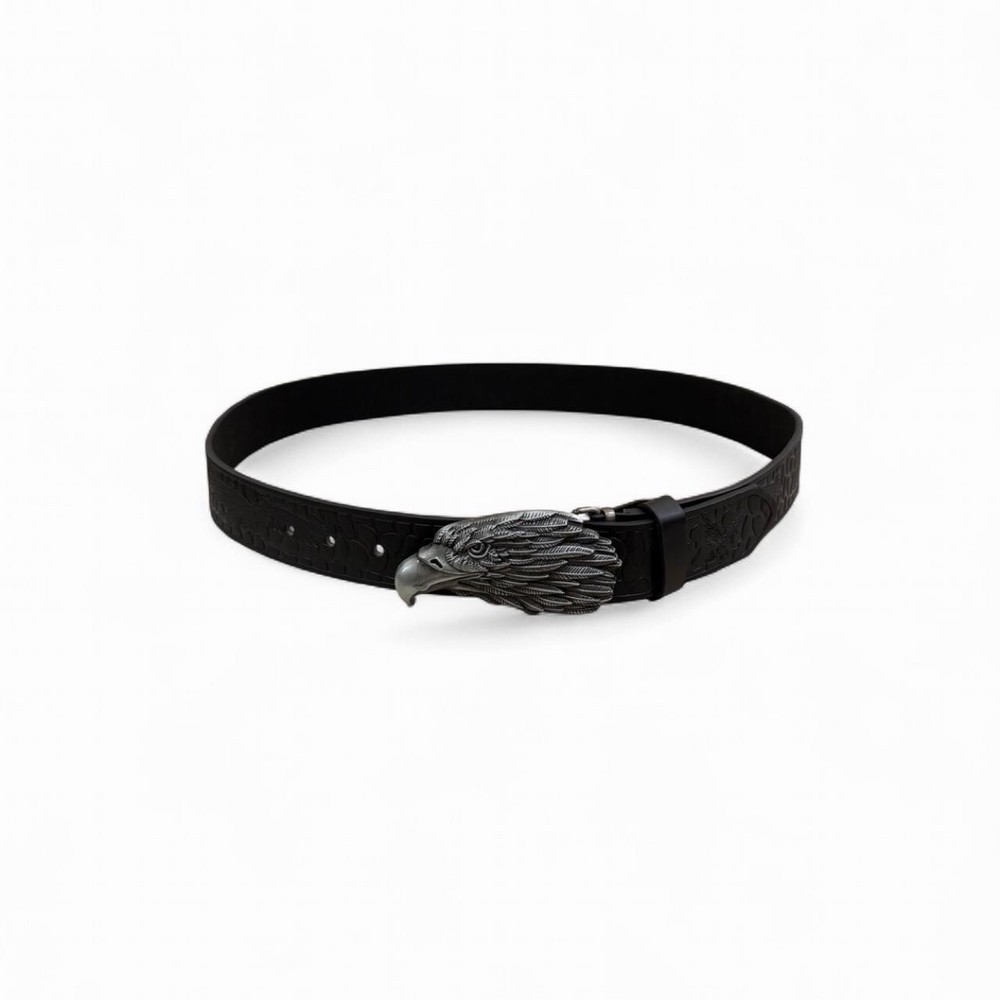 Vintage Black Eagle Head Buckle Embossed Belt Gothic Biker Unisex