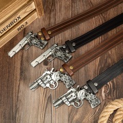 Large Replica Handgun Belt Buckle with Embossed Belt, Revolver/Pistol