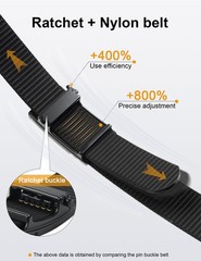 JUKMO Ratchet Belt for Men, Nylon Medium-for Waist 38&Prime;-41&Prime;(Length 49&Prime;), Black