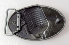 Rockabilly Belt Buckle Cool Memphis Microphone Pewter Finish