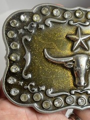 Vintage Belt Buckle Western Cowboy Texas Steer Star A212 Classico Italia