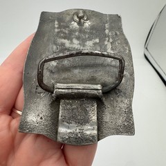 Vintage Steam Locomotive Train Belt Buckle Pewter Tone Railroad Mountain Scene
