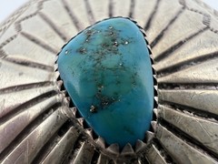 Vintage Navajo Sterling Silver Buckle Turquoise Signed J Blackgoat