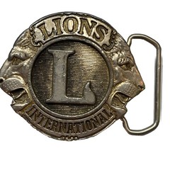 LIONS CLUB INTERNATIONAL BELT BUCKLE 1015 Heavy Metal 3”Buckle Lion Face Vintage