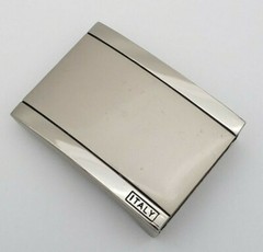Silver Tone 2.5&Prime; x 1.75&Prime; Belt Buckle Square Marked ITALY for 40cm Belt or 1 5/8&Prime;