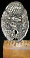 Eagle Belt Buckle EJC 1995 Vintage Pewter Made in USA America Size 3.5&Prime; x 2.5&Prime;