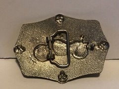 American Flag with Skulls and Motorcycle / Chopper Belt Buckle
