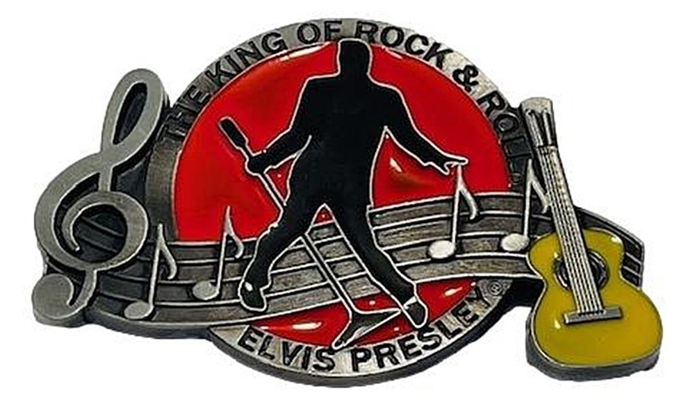 Elvis The King of Rock Metal Enamel Belt Buckle