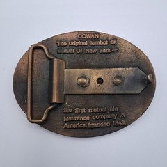 Vintage The Mutual Life First in America Insurance Advertising Metal Belt Buckle