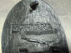 Initial Block Letter T Montana Silversmiths RARE Grey & Black Color Belt Buckle