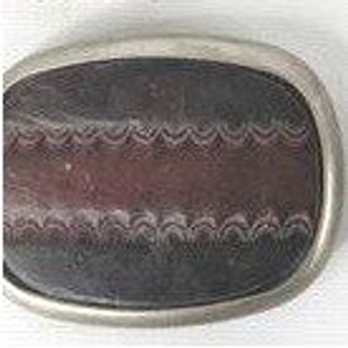 Vintage Oval Banded Agate Belt Buckle Purple Black Stone Silver Tone Western