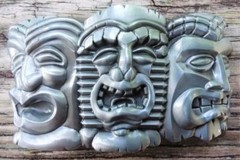 BRAND NEW TIKI MASKS FACE HAWAII ISLANDS BELT BUCKLE !!