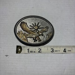 Vintage 70s 80s Western Gold & Silver Tone Flying Eagle Oval Belt Buckle