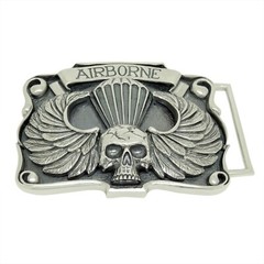 Airborne Sterling Silver 925 Skull Belt Buckle US Army Ranger Parachutist