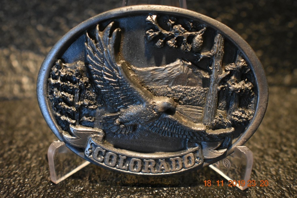 Colorado Belt Buckle Eagle In Flight 1986 C+J Inc U.S.A.