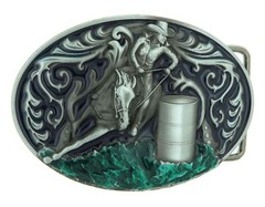 Cowgirl Western Rodeo Horse Racing Enamel Metal Belt Buckle