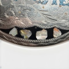 Vintage Western Oval Engraved Floral Belt Buckle w/ Inlay, “JESSIE” Fits 1.5 in