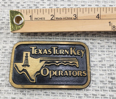 Vintage DynaBuckle Belt Buckle Mens Solid Brass Texas Turn Key Operators Oil